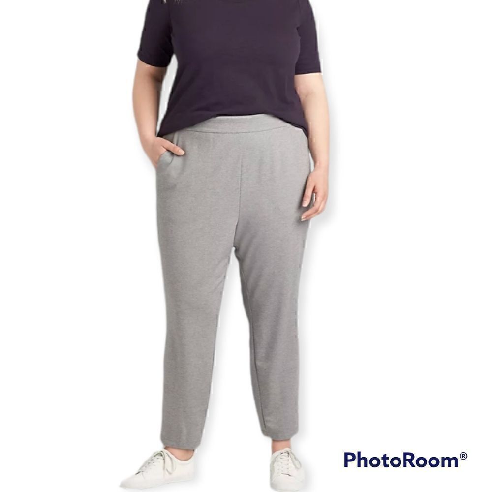 38 40 Lane Bryant Gray Ponte Ankle Relaxed Pant Pull On Pockets Flex Fit Stretch